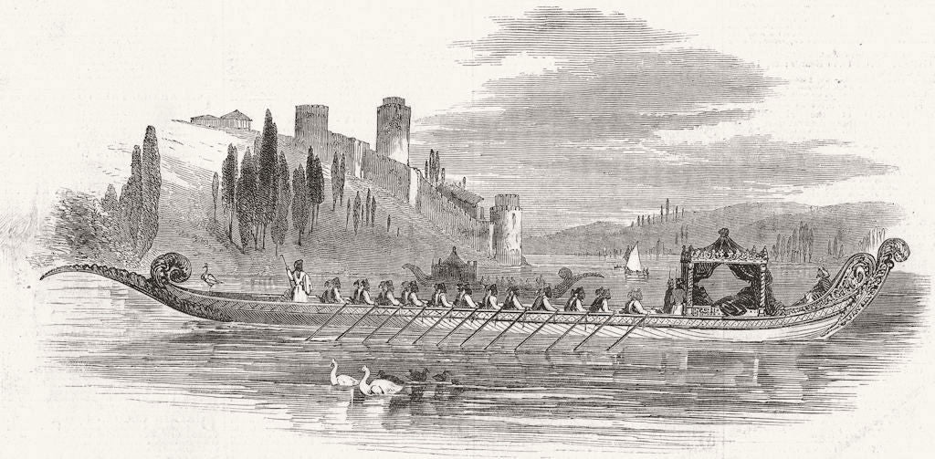 TURKEY. The Sultan's state Barge 1849 old antique vintage print picture